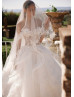 Off Shoulder Ivory Lace Tulle Ruffled Fashionable Wedding Dress